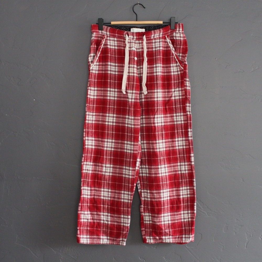Red plaid pajama pants